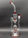 2K Glass 16" Dual Perc Capcycler #4 - Red-Avernic Smoke Shop