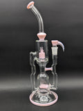2K Glass 16" Dual Perc Recycler - Pink Cadillac-Avernic Smoke Shop