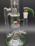 2K Glass 19" Treecycler - Green w/ Rainbow Wig Wag-Avernic Smoke Shop