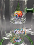 2K Glass 19" Treecycler - Green w/ Rainbow Wig Wag-Avernic Smoke Shop