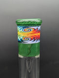 2K Glass 19" Treecycler - Green w/ Rainbow Wig Wag-Avernic Smoke Shop