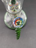 2K Glass 19" Treecycler - Green w/ Rainbow Wig Wag-Avernic Smoke Shop