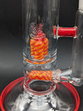 2K Glass Dual Gridline to Inv3 Tube 15.5" - Worked Red/Yellow-Avernic Smoke Shop