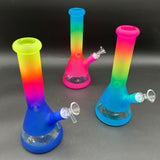 Rainbow Frosted Multi-Tone Beaker Bong 10"-Avernic Smoke Shop
