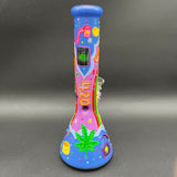Rainbow 420 Painted Glass Beaker Water Pipe | 10" | 14mm F-Avernic Smoke Shop