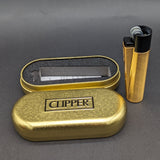 Clipper Metal Black & Gold Lighter w/ Case-Avernic Smoke Shop