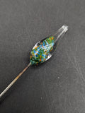 Crystal Tears Handblown Glass & Metal Hairpin Poker Tool | 6.75"-Avernic Smoke Shop