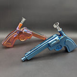 Electroplated Pistol 9" Gun Glass Bubbler-Avernic Smoke Shop