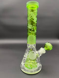 Space Odyssey in 3D 11" Beaker Bong with Collins Perc - Slime - Avernic Smoke Shop