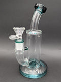 TAG - 8" Teal Bent Neck Super Slit Puck 44x4MM-Avernic Smoke Shop
