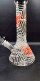 10" Glow In The Dark Spider Web Water Pipe - Avernic Smoke Shop