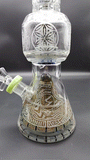 11.5" Etched Stone Pyramid Beaker - Avernic Smoke Shop
