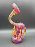 7.5" Fumed Satin Horned Wig Wag Bubbler- by SlynxxGlass - Avernic Smoke Shop