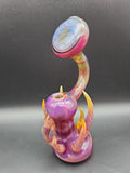 7.5" Fumed Satin Horned Wig Wag Bubbler- by SlynxxGlass - Avernic Smoke Shop