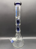 Blueberry-15 inch Double Tree Perc Beaker - Avernic Smoke Shop