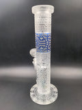 Crystallized 12" Dark Blue and Silver Frit Straight Tube - Avernic Smoke Shop