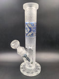 Crystallized 12" Dark Blue and Silver Frit Straight Tube - Avernic Smoke Shop