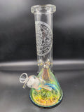 Etched Electroplate Bottom Beaker Water Pipe | 12" - Avernic Smoke Shop