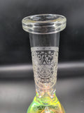 Etched Electroplate Bottom Beaker Water Pipe | 12" - Avernic Smoke Shop