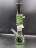 MAV 14" Freezable Coil Slitted Pyramid Beaker - Black/Green - Avernic Smoke Shop
