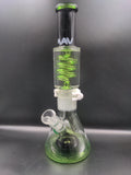 MAV 14" Freezable Coil Slitted Pyramid Beaker - Black/Green - Avernic Smoke Shop