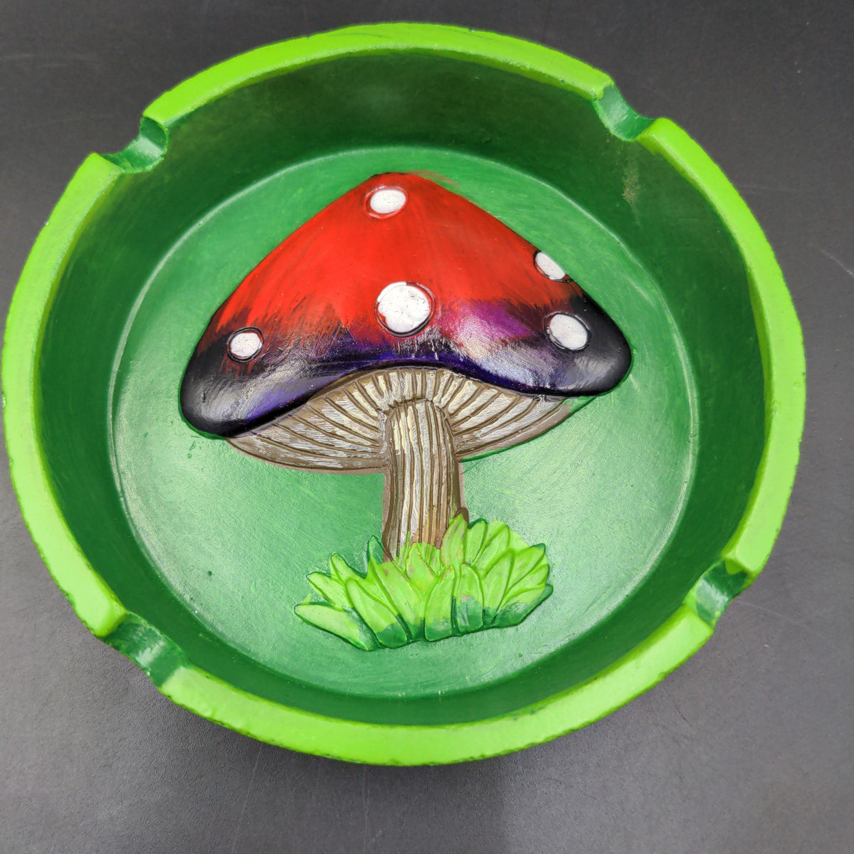 Large Purple Mushroom Ashtray W/ Storage 