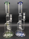Phoenix Triple Perc Recycler Straight Tube Bong 14" - Avernic Smoke Shop