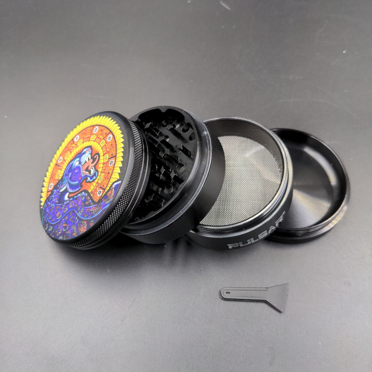 jaguar smoke and vape Pulsar Artist Series Grinder | Psychedelic | 4pc Flavors::Blue Razz Lemonade Best Non Sweet Disposable 0.2 Ohms
