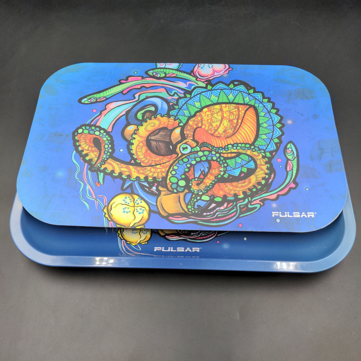 Pulsar Metal Rolling Tray w/ Lid | Psychedelic Octopus | 11