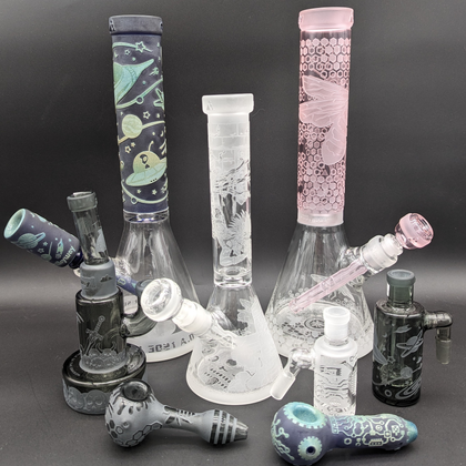 Group of Milkyway Glass Bongs, pipes, and ash catchers