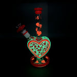 10" Pulsar Victorian Valentine's Day Glow in the Dark Water Pipe | 14mm F - Avernic Smoke Shop