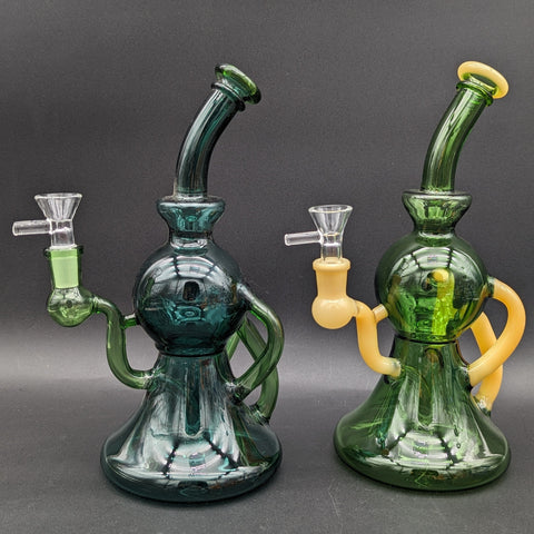 10" Sphere Recycler Bong w/ Color