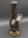 10.5" Gold and Black Patterned Skull Bong