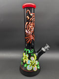 14" Black Glass Metallic Floral Beaker Bong - Avernic Smoke Shop
