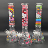 14" Colorful Kitty Graphic Beaker Bongs-Avernic Smoke Shop