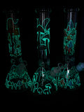 14" Glow in the Dark Mushrooms Beaker Bong