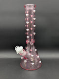 14" Pink Pearl Heart Beaker Bong-Avernic Smoke Shop