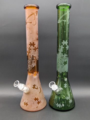 16" Sandblasted Space Puzzle Beaker bong