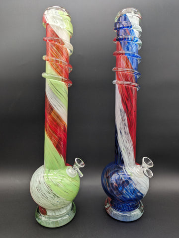 19" Lifted Round Bottom Twisted Tip Soft Glass Water Pipe