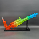 23" Rainbow Frosted Gatling Gun Bong w/ Wood Stand-Avernic Smoke Shop