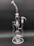 2K Glass 16" Dual Perc Recycler - Pink Cadillac-Avernic Smoke Shop