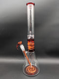 2K Glass 17" Red Wig Wag Beaker Bong