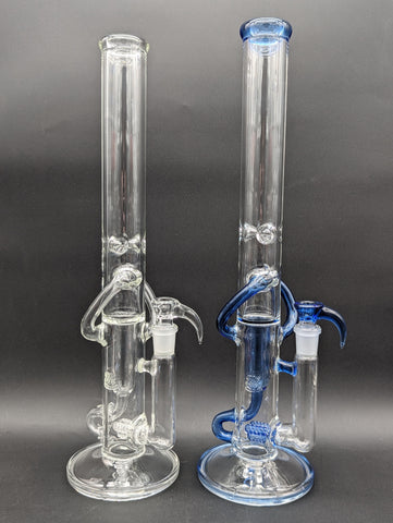 2K Glass 18" Threeline Recycler Bong