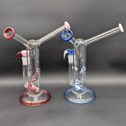 2K Glass Dual Color Dual Mouth Heart Bong-Avernic Smoke Shop