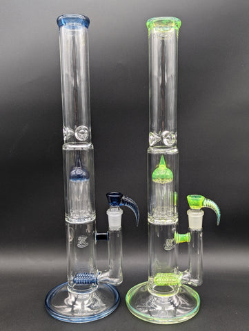 2K Glass Dual Inline to 8 Arm Bongs - Color Accented