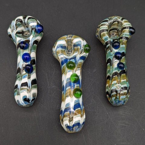 3" Handcrafted Multi Marble Glass Hand Pipe