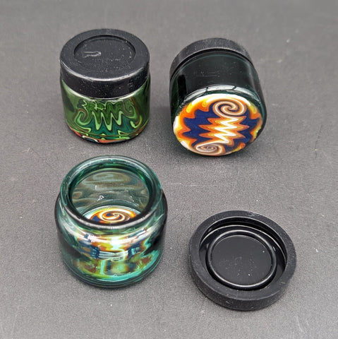 38mm Glass Partial Wigwag Storage Jar with Silicone Lid-Avernic Smoke Shop
