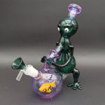 Alien Smoking a Goldfish 9" Recycler Bong - Avernic Smoke Shop