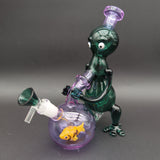Alien Smoking a Goldfish 9" Recycler Bong - Avernic Smoke Shop