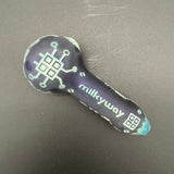 Circuitboard in Color Dark Blue and Silver Frit Hand Pipe - Avernic Smoke Shop